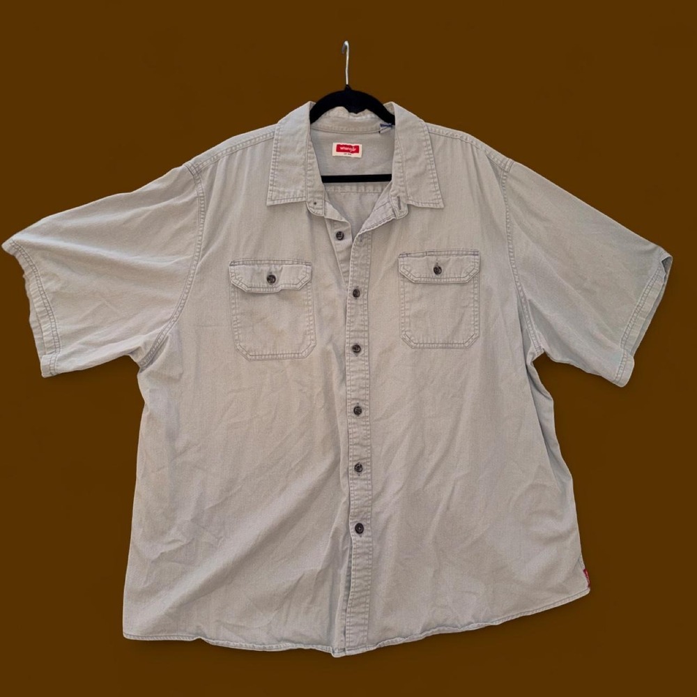 Wrangler Men's 2XL Gray Short Sleeve Button Down Shirt Western Workwear